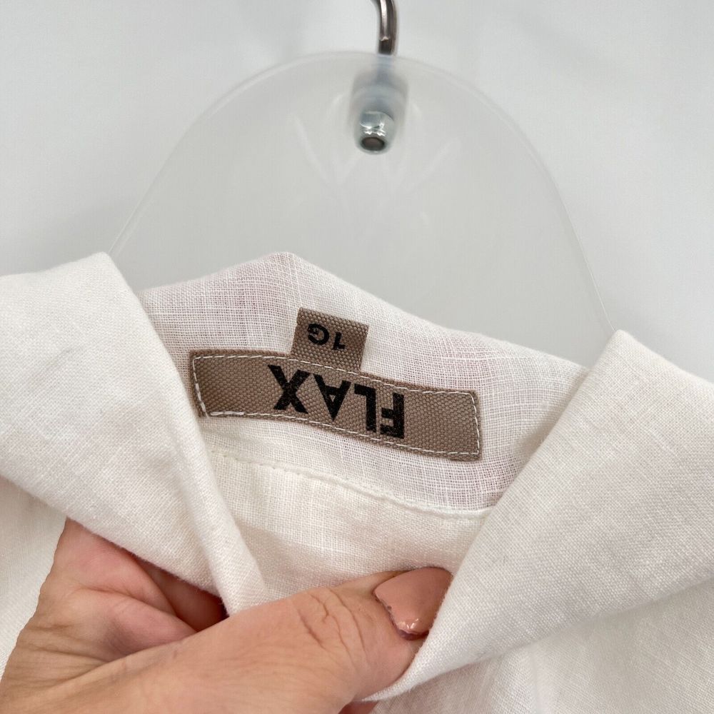 FLAX by Jeanne Engelhart Size 1G 1X White Button Down Shirt Lagenlook Top Linen - Picture 13 of 16